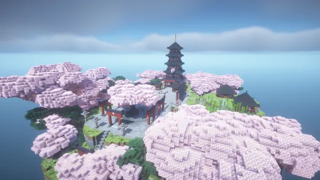 Sakura Temple Spawn, aerial torii side
