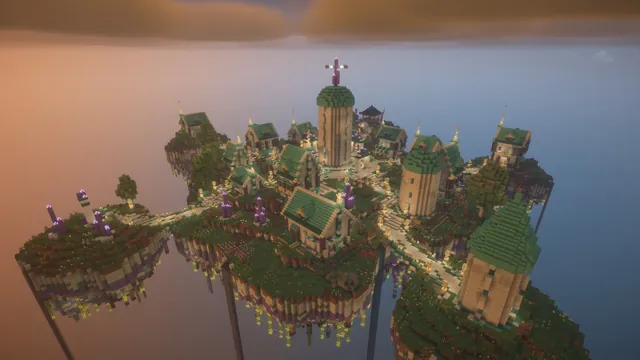 Floating Sky Isles Spawn, sky isles at dusk
