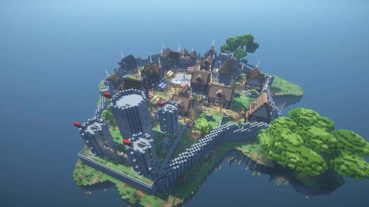 Stonecrown Skyblock Spawn, aerial overview