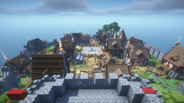 Stonecrown Skyblock Spawn, view from keep