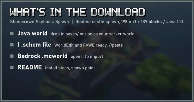 What's in the Stonecrown Skyblock Spawn download