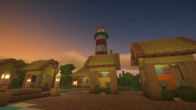 Tropical Harbor Spawn, lighthouse dusk