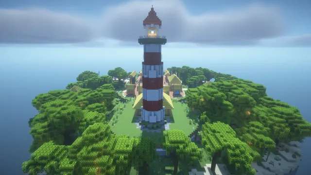 Tropical Harbor Spawn, aerial lighthouse