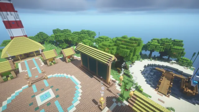 Tropical Harbor Spawn, plaza and harbor