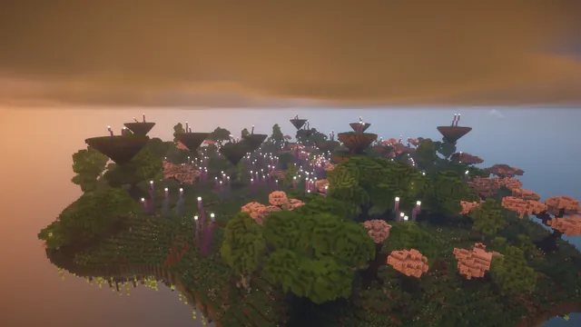 Wild Fantasy Terrain Map, aerial sunset