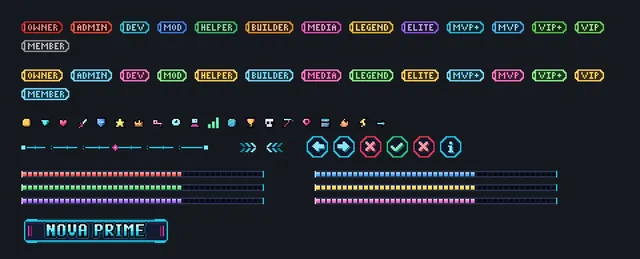 Neon Grid Sci-Fi GUI Pack, badges icons
