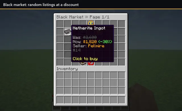 Chunkwright Auction House: Black market: random listings at a discount