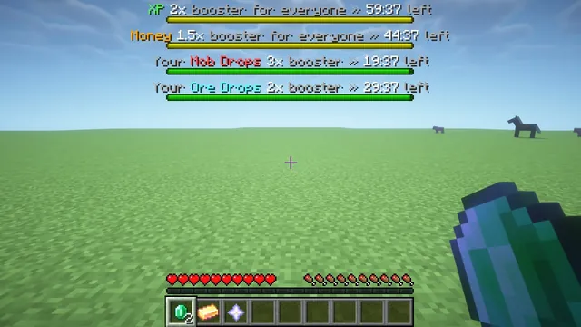Chunkwright Boosters: Active boosters on boss bars, booster items in the hotbar