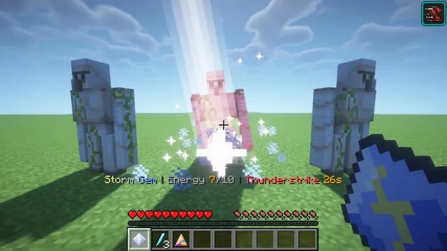 Chunkwright Gems: Thunderstrike: lightning on the mob or block you look at
