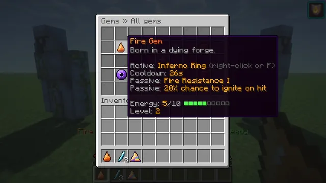 Chunkwright Gems: Every gem shows its active, passives, energy and level