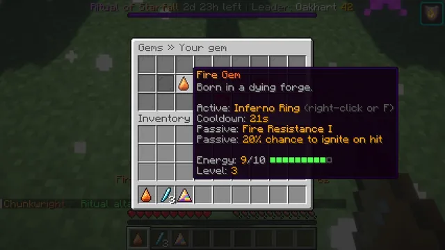 Chunkwright Gems: More energy means a higher level and stronger passives