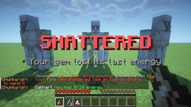 Chunkwright Gems: At 0 energy the gem shatters until an Energy Shard mends it