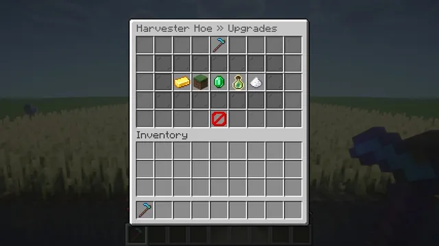 Chunkwright Harvester Hoes: Shift and right-click to open the upgrade menu