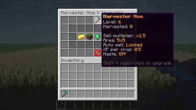 Chunkwright Harvester Hoes: Level, harvest count and every upgrade on the hoe itself