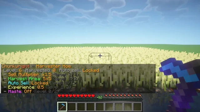 Chunkwright Harvester Hoes: Hoe stats in chat