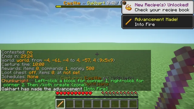 Chunkwright KoTH: Mark a zone with the selection wand