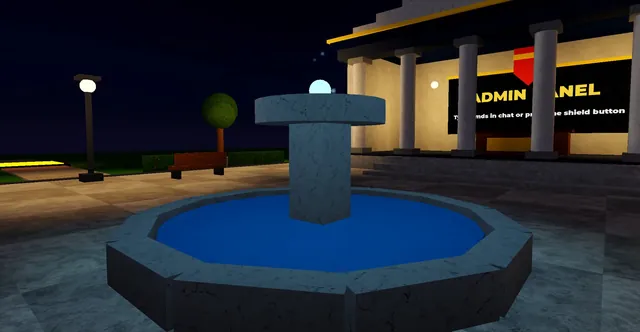 Admin Panel, fountain dusk