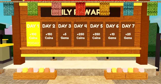 Daily Rewards and Codes, calendar board
