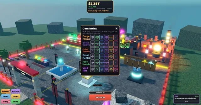 Gem Forge Tycoon, gem index