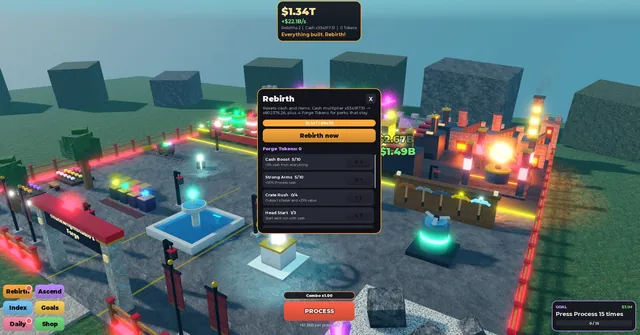 Gem Forge Tycoon, rebirth panel
