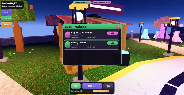 RNG Roll Kit, potions panel