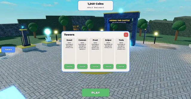 Tower Defense Kit, unlock panel