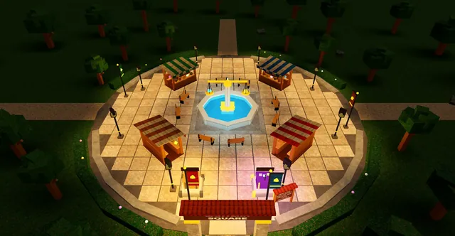 Trade and Inventory System, square aerial night